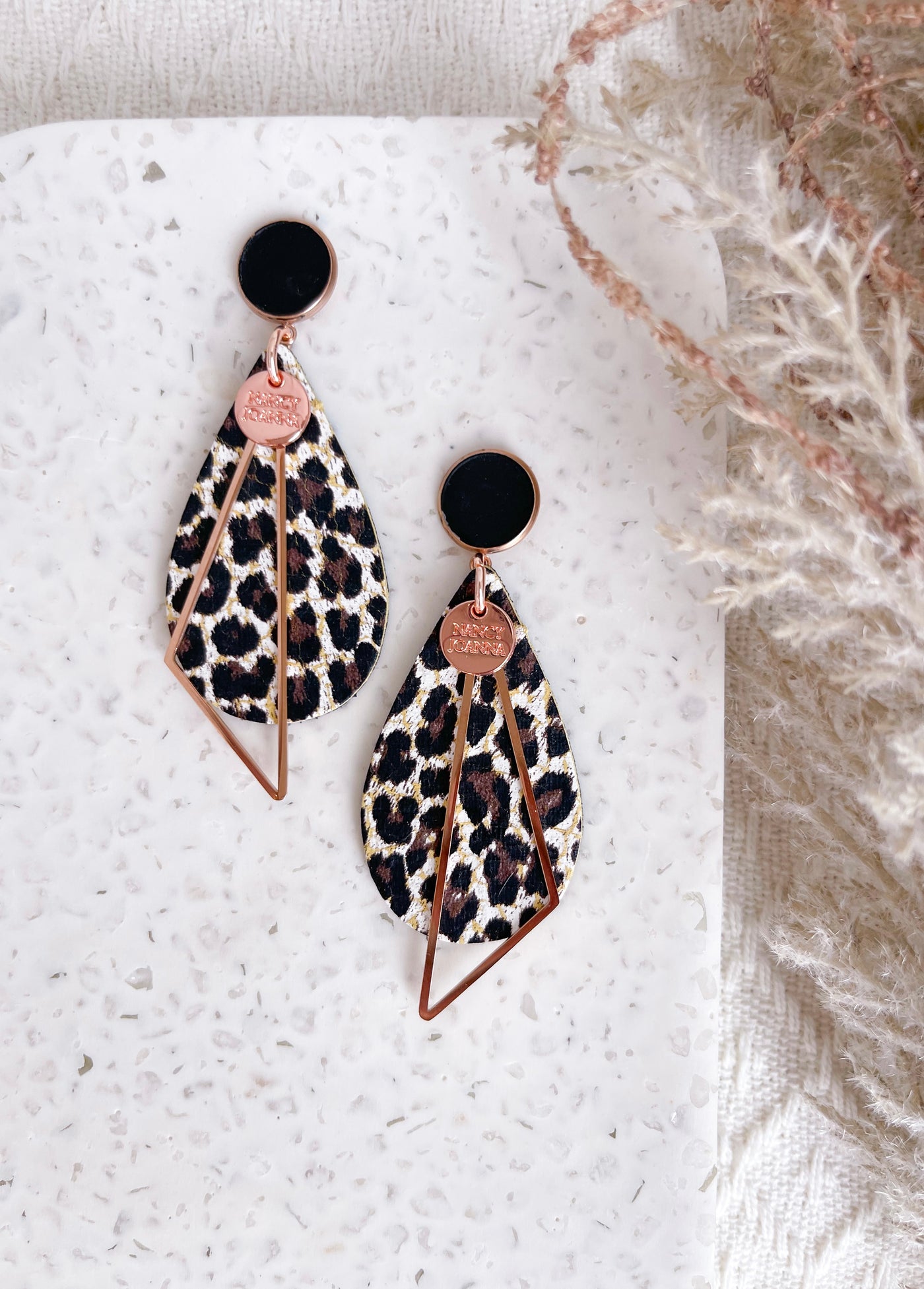 Original Concrete & Leopard Print Teardrops